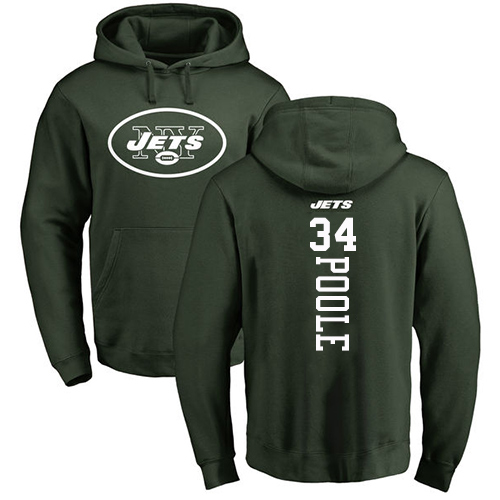 New York Jets Men Green Brian Poole Backer NFL Football #34 Pullover Hoodie Sweatshirts